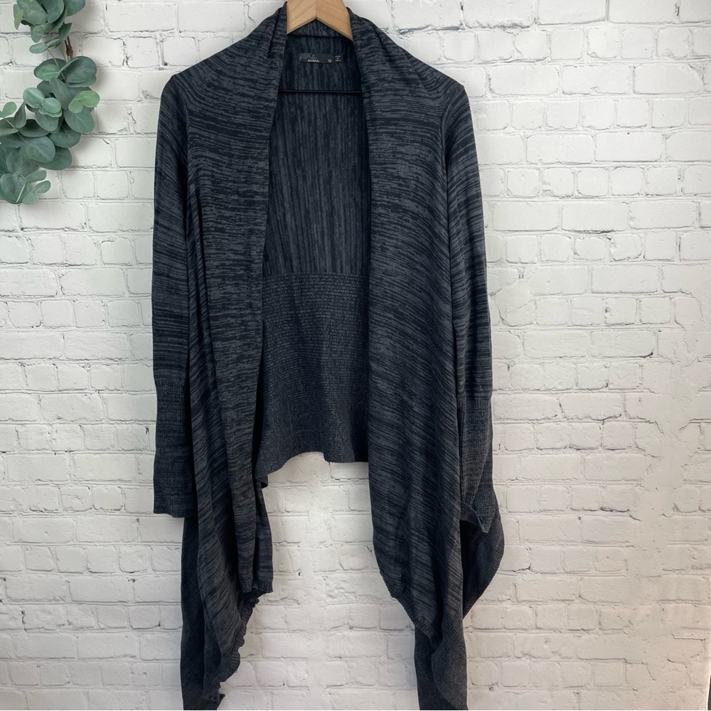 PRANA Open Front Waterfall Charcoal Gray Cardigan Women's Sweater size medium